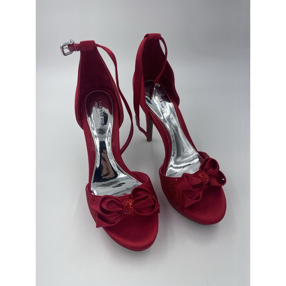 Gianni Bini Valentina Red Satin Formal Dress Sandals Size 6.5M